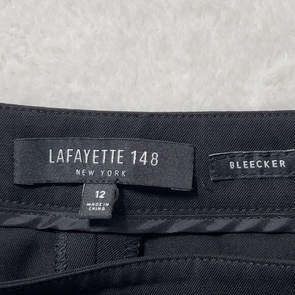 Lafayette 148 New York Bleeker Wool Pants Women Sz 12 Black Classic Trousers EUC - Picture 7 of 14